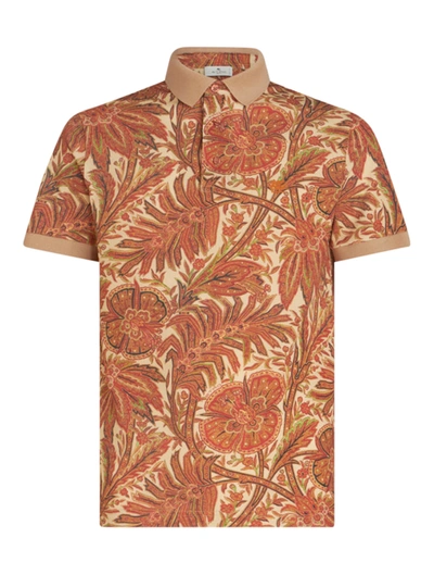 Shop Etro Floral Foliage Polo Shirt In Red