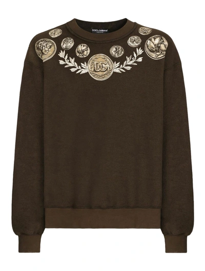 Shop Dolce & Gabbana Sweatshirt In Brown