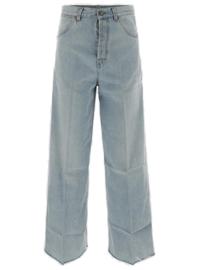 Shop Gucci Logo Patch Straight Leg Jeans In Blue