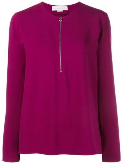 Stella Mccartney Long Sleeve Knit With Front Zip In Pink