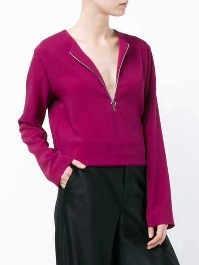 Shop Stella Mccartney Long Sleeve Top With Front Zip In Pink