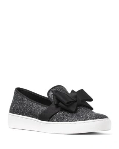 Michael Kors Val Glitter Grosgrain Skate Sneakers In Black