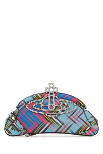Shop Vivienne Westwood Logo Plaque Checked Handbag In Multi