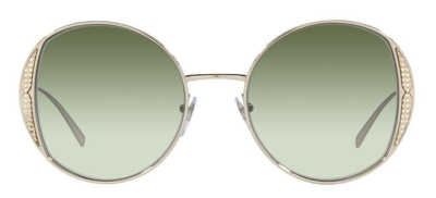 Shop Bulgari Round Frame Sunglasses In Silver