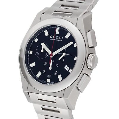 Pre-owned Gucci Watch Pantheon Black Dial Chronograph Day/date Ya115235 Men's Silver