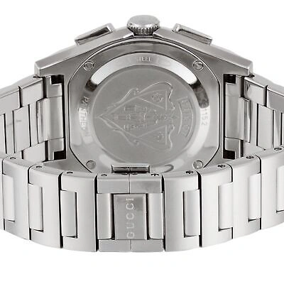Pre-owned Gucci Watch Pantheon Black Dial Chronograph Day/date Ya115235 Men's Silver