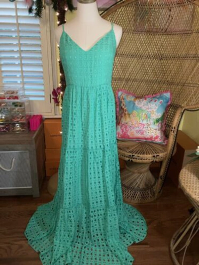 Pre-owned Lilly Pulitzer Melody Maxi Dress Gustavia Green Eyelet ? Size 8,14