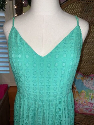 Pre-owned Lilly Pulitzer Melody Maxi Dress Gustavia Green Eyelet ? Size 8,14