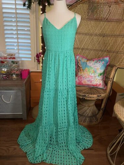 Pre-owned Lilly Pulitzer Melody Maxi Dress Gustavia Green Eyelet ? Size 8,14