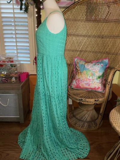 Pre-owned Lilly Pulitzer Melody Maxi Dress Gustavia Green Eyelet ? Size 8,14