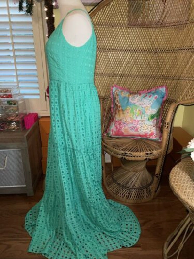 Pre-owned Lilly Pulitzer Melody Maxi Dress Gustavia Green Eyelet ? Size 8,14