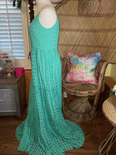 Pre-owned Lilly Pulitzer Melody Maxi Dress Gustavia Green Eyelet ? Size 8,14