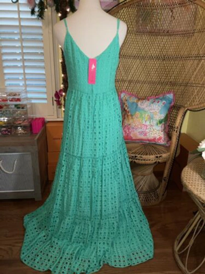 Pre-owned Lilly Pulitzer Melody Maxi Dress Gustavia Green Eyelet ? Size 8,14