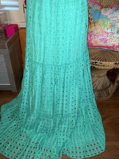 Pre-owned Lilly Pulitzer Melody Maxi Dress Gustavia Green Eyelet ? Size 8,14