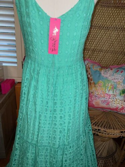 Pre-owned Lilly Pulitzer Melody Maxi Dress Gustavia Green Eyelet ? Size 8,14