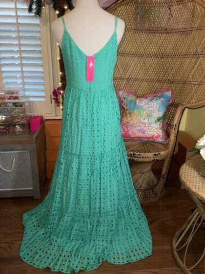 Pre-owned Lilly Pulitzer Melody Maxi Dress Gustavia Green Eyelet ? Size 8,14