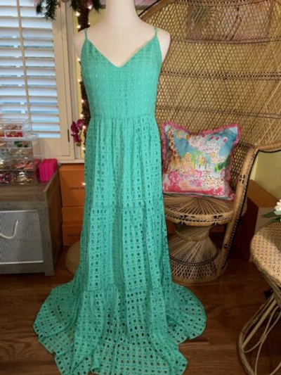 Pre-owned Lilly Pulitzer Melody Maxi Dress Gustavia Green Eyelet ? Size 8,14