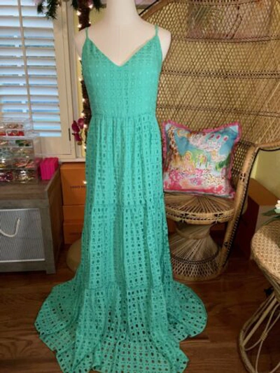 Pre-owned Lilly Pulitzer Melody Maxi Dress Gustavia Green Eyelet ? Size 8,14