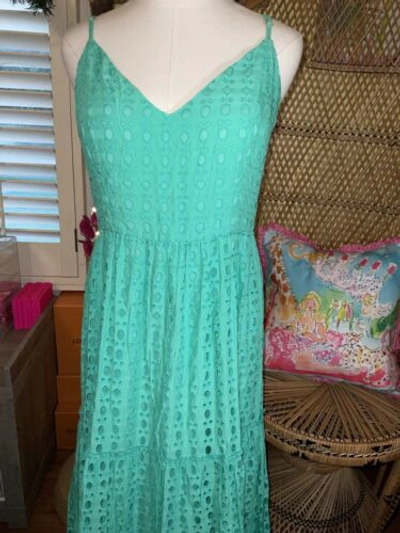 Pre-owned Lilly Pulitzer Melody Maxi Dress Gustavia Green Eyelet ? Size 8,14