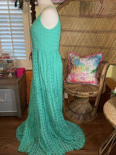 Pre-owned Lilly Pulitzer Melody Maxi Dress Gustavia Green Eyelet ? Size 8,14