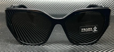 Pre-owned Prada Pr 19zsf 1ab5s0 Black Dark Grey Women's 56 Mm Sunglasses In Gray