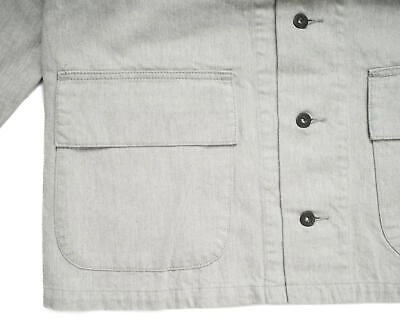 Pre-owned Momotaro Jeans $415 Top Gray Denim "gtb" Military Hoodie Jacket Mjk0050m31 L