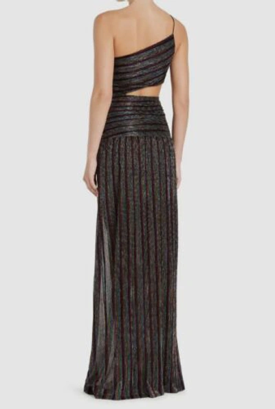 Pre-owned Rebecca Vallance $765  Women's Black Ronnie One Shoulder Gown Size Aus 10/us 6
