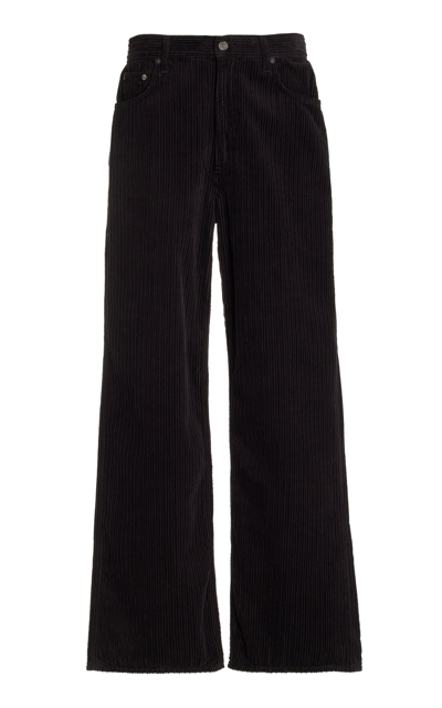 Shop Agolde Corduroy Low-slung Wide-leg Baggy Jeans In Black