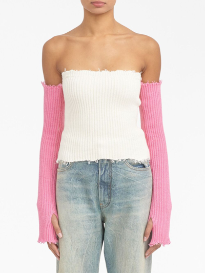 Shop Mm6 Maison Margiela Ribbed Arm Warmers In Pink