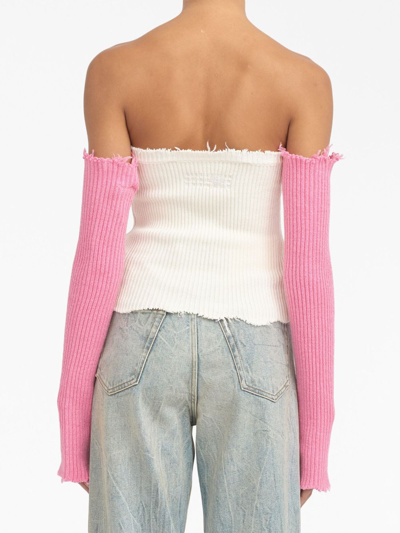 Shop Mm6 Maison Margiela Ribbed Arm Warmers In Pink