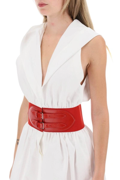 Shop Alaïa Alaia Hooded Mini Dress With Belted Waist In White