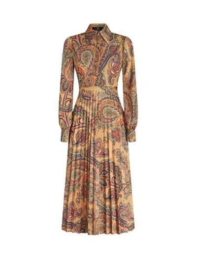 Shop Etro Shirt Dress In Shiny Jersey In Multicolour