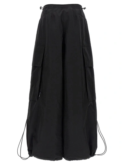Palm Angels Wide-leg Nylon Parachute Pants With Adjustable Cuffs In Black