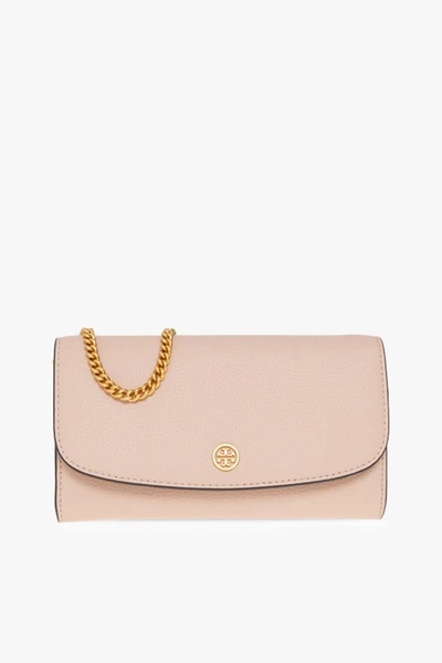 Shop Tory Burch Pink Robinson Wallet With Strap In 227