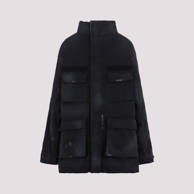 Shop Balenciaga Double Front Parka Coat In Black