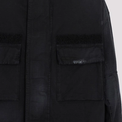 Shop Balenciaga Double Front Parka Coat In Black