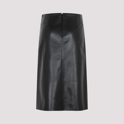 Shop Bally Midi Leather Skirt In Black