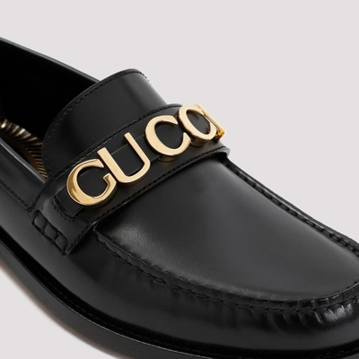 Shop Gucci Leather Loafers Shoes In Black