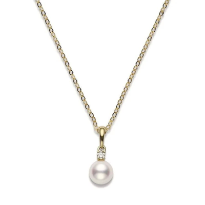 Mikimoto 8-8.5mm Akoya Cultured Pearl 0.10ct Of Diamonds 18k Yellow Gold - Pps802dk In Yellow