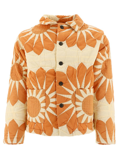 Shop Bode Floral Sun Printed Buttoned Coat In Multi