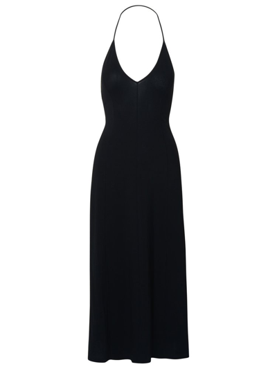 Shop Khaite Halterneck Pleated Midi Dress In Black