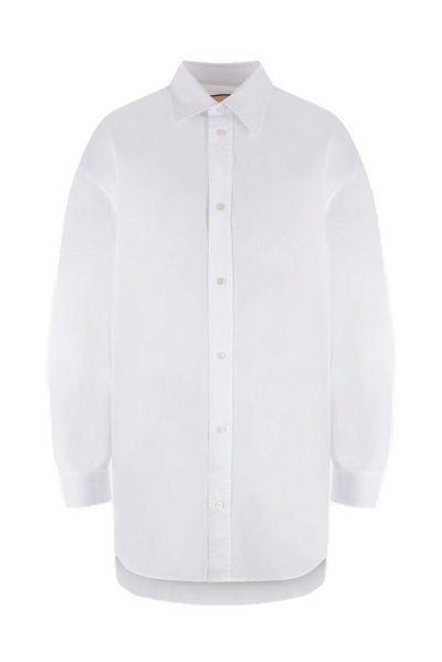 Shop Plan C Long Puff Sleeved Buttoned Shirt In White