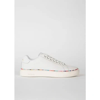 Shop Paul Smith White Lapin Swirl Sole Band Trainers