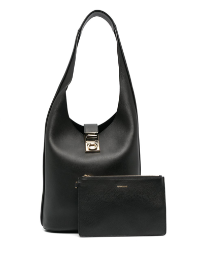 Shop Ferragamo Large  Shoulder Bag In Black
