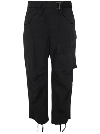 Shop Sacai Drawstring Tapered Cargo Pants In Black