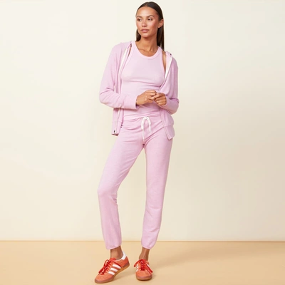 Monrow Supersoft Zip Up Hoody In Pink Lavender