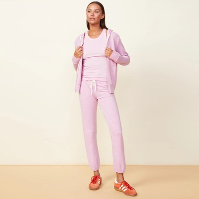 Monrow Supersoft Zip Up Hoody In Pink Lavender