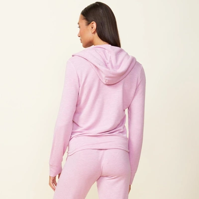 Monrow Supersoft Zip Up Hoody In Pink Lavender