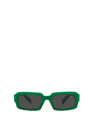 Shop Prada Eyewear Rectangular Frame Sunglasses In Green