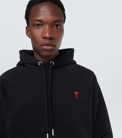 Ami Alexandre Mattiussi Hoodie Sweatshirt With Red Ami De Coeur Patch In Black